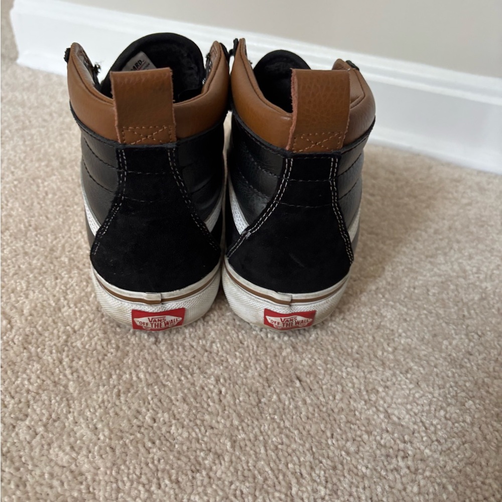 Vans Black and White High-Top Sneakers with Brown Accents - Picture 6 of 7